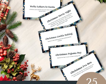 family advent activities christmas printable, Editable Template, countdown, calendar, xmas holiday activity cards, Digital Download for kids