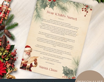 brief van de kerstman gepersonaliseerd, cadeaus voor kinderen, brieven van de Noordpool, gemaild, Kerstmis, Kerstmis, certificaat, mooie lijst, rendiervoedsel