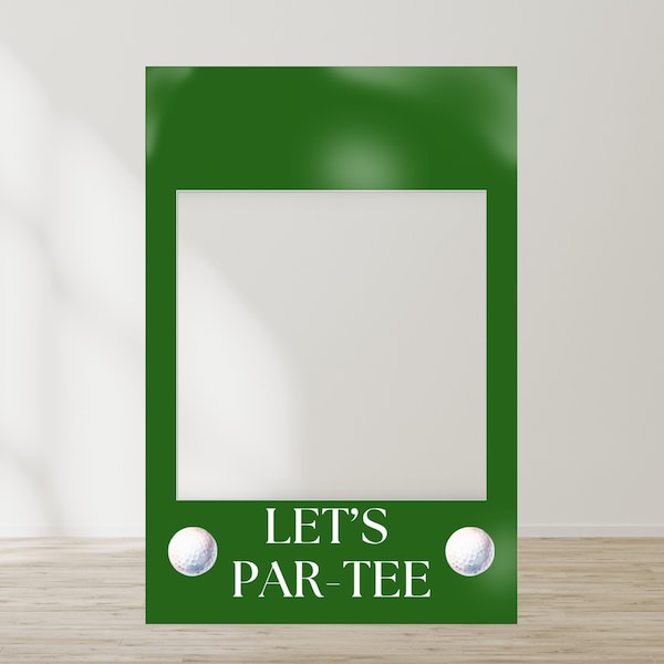 let's par-tee GOLF selfie frame, photo booth, canva, corporate golf theme party, editable template, mens themes, fortee, Party Decoration