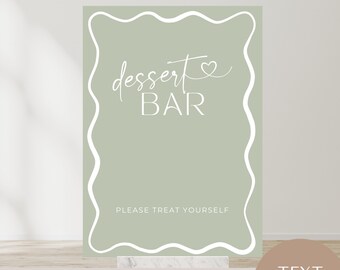 wave frame dessert bar sign, SAGE, baby shower, bridal, wedding, menu, buffet, printable, Instant Download, editable canva template, modern,