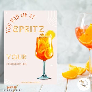 Bridal Shower CUSTOM SIGN | Aperol Spritz Recipe | Love At First Spritz Welcome Sign | Wedding Sign | Spritz Bar Sign, canva, spritz bridal