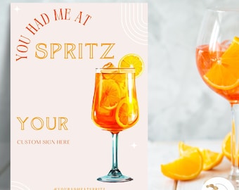 Bridal Shower CUSTOM SIGN | Aperol Spritz Recipe | Love At First Spritz Welcome Sign | Wedding Sign | Spritz Bar Sign, canva, spritz bridal