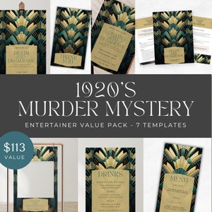 1920s murder mystery party game bundle, 20s theme, Unsolved Cold Case Diy Murder File, instant download, editable template, printable,