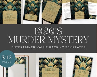 1920s murder mystery party game bundle, 20s theme, Unsolved Cold Case Diy Murder File, instant download, editable template, printable,