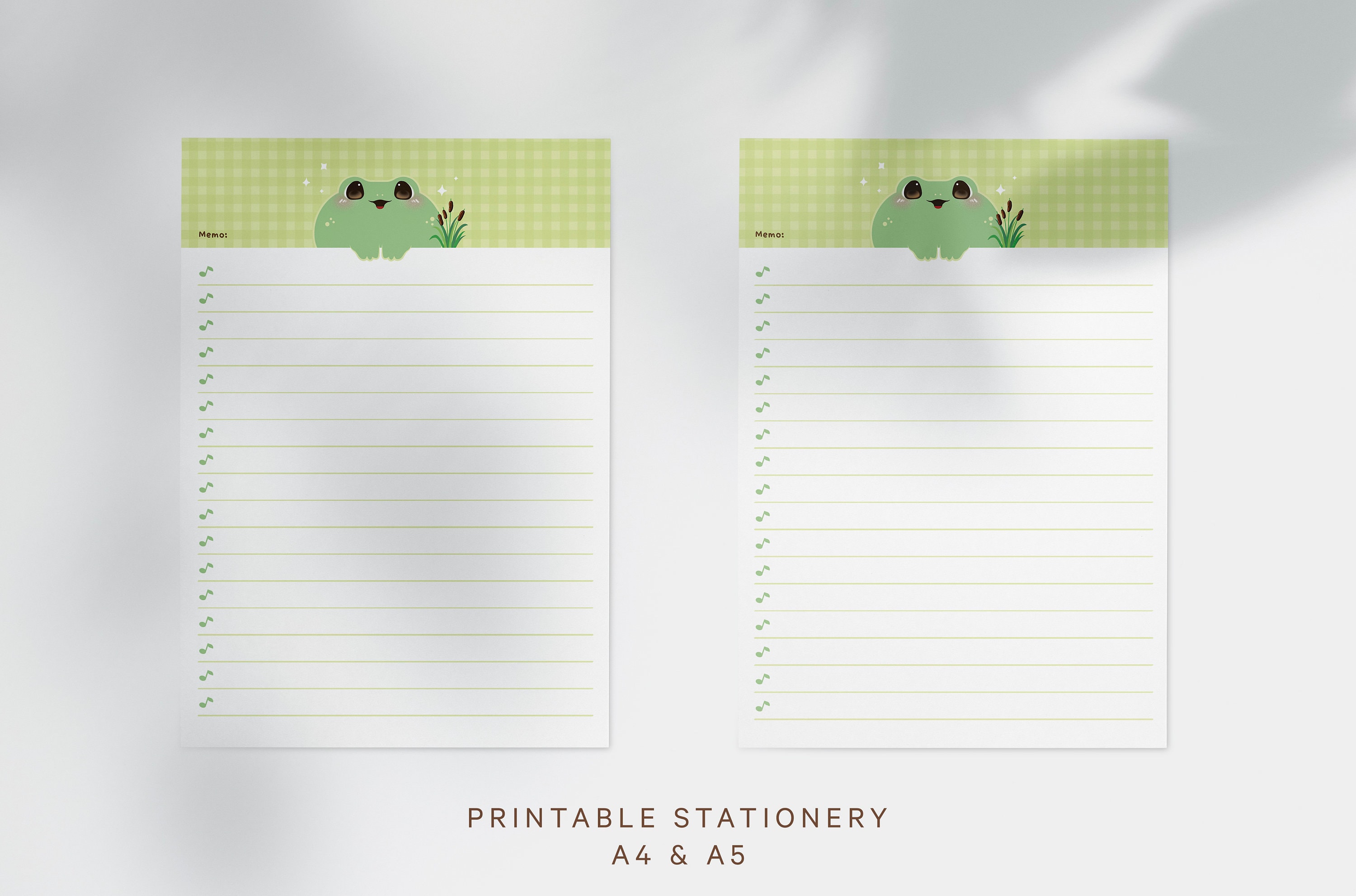 Cute Writing Paper Printable, Kawaii Froggy Stationery Printable ...
