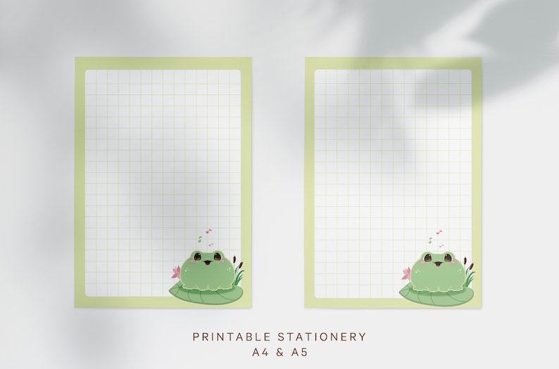 Cute Writing Paper Printable, Kawaii Froggy Stationery Printable ...