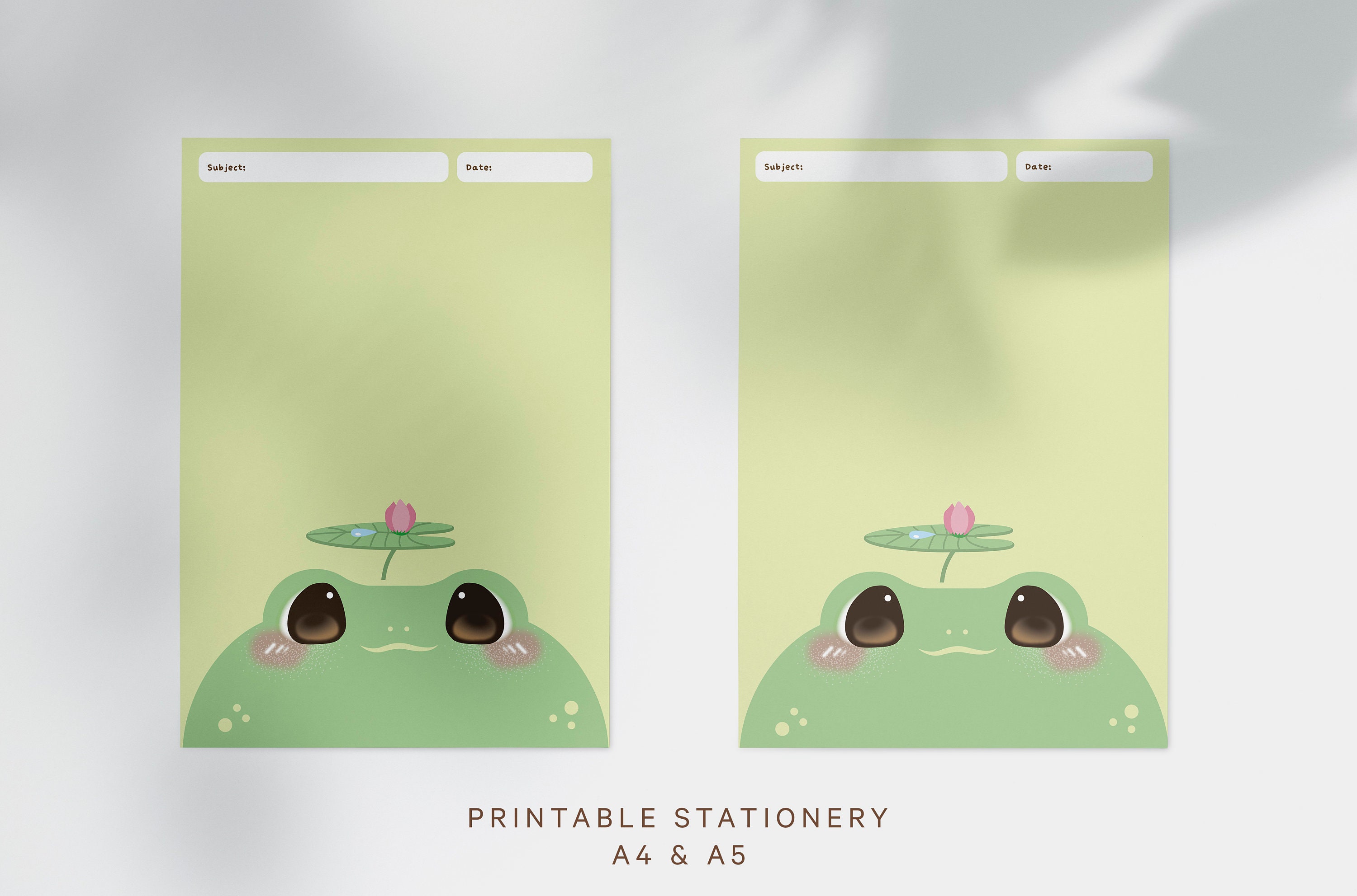 Cute Writing Paper Printable, Kawaii Froggy Stationery Printable ...
