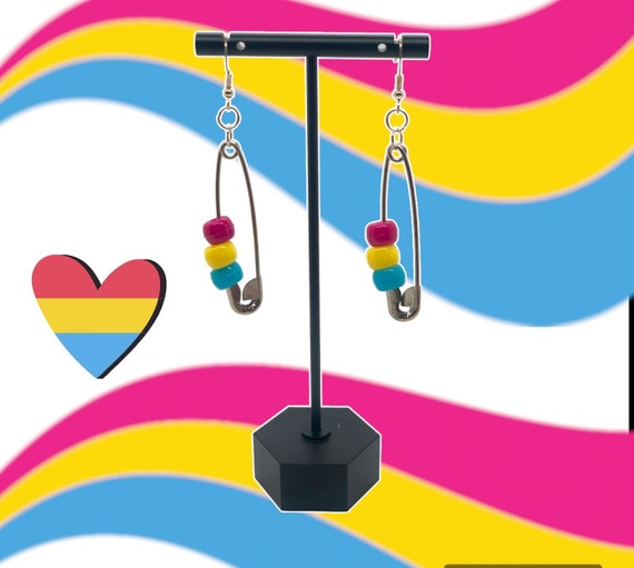 LGBTQ Pansexual Pride Safety Pin Earrings: Vibrant, Colorful Novelty Jewelry Accessories