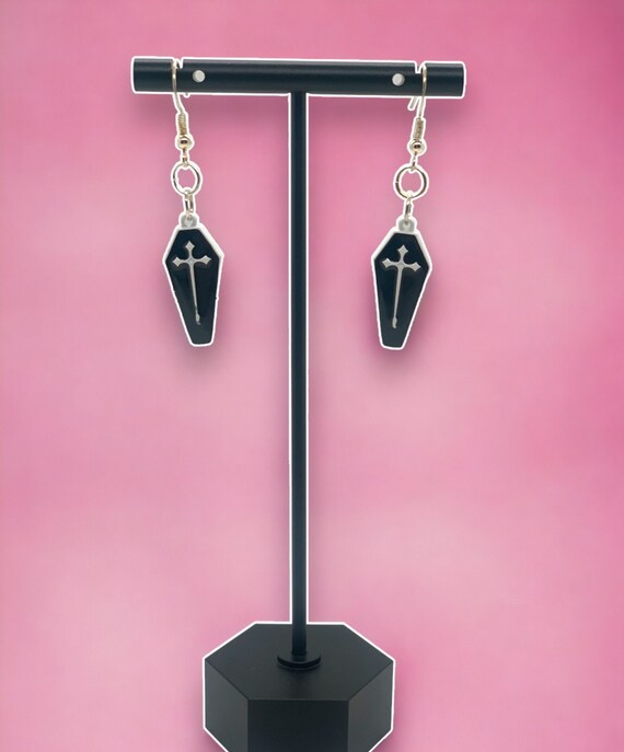 Gothic Hypoallergenic Coffin Cross Earrings: Unique Alternative Jewelry for Halloween and Everyday Wear