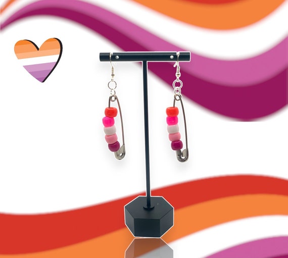 LGBTQ Lesbian Pride Safety Pin Earrings: Vibrant Rainbow Jewelry Accessories for Celebration
