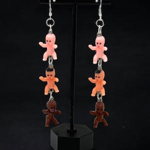 Whimsical Triple Mini Baby Diversity Frog Earrings: Fun LGBT Jewelry with Quirky Humor