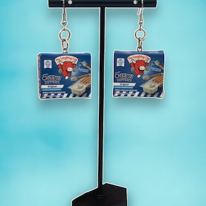 Mini Laughing Cow Cheese Dippers Replica Earrings - Quirky Food-Themed Jewelry Accessory