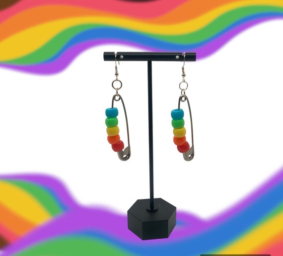 Vibrant LGBTQ Rainbow Pride Safety Pin Earrings - Unique Novelty Jewelry Accessory for Allies