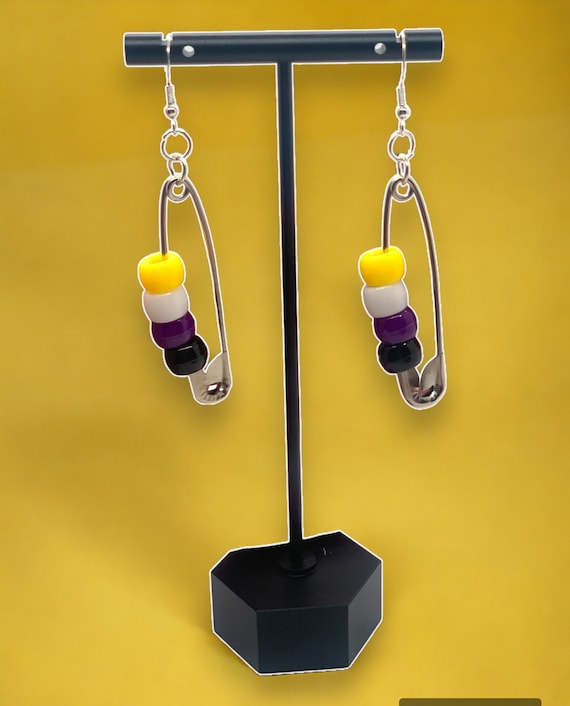 Non-Binary Pride Safety Pin Earrings: LGBTQ+ Jewelry Accessories for Queer Expression