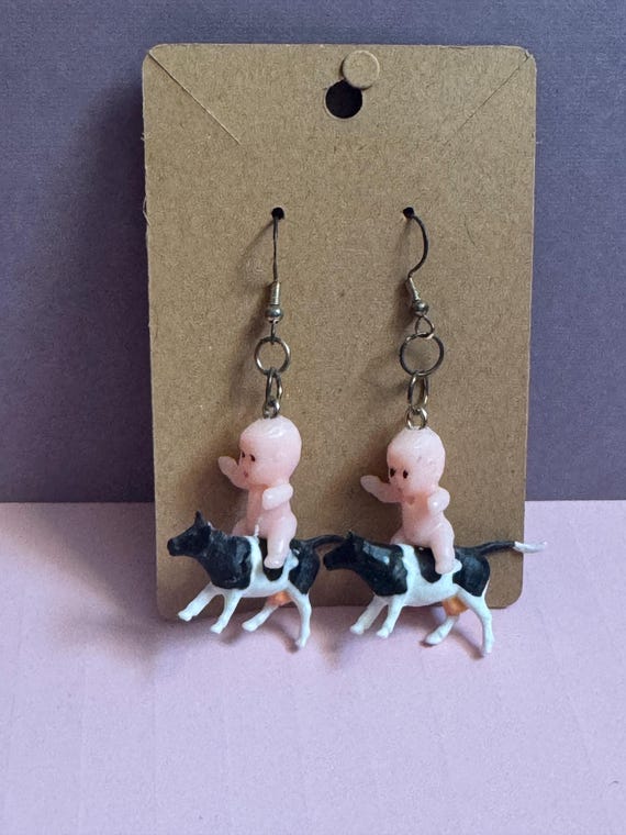 Quirky Baby Cowboy Rider Earrings – Fun Western Novelty Jewelry, Hypoallergenic Dangle Earrings, Unique Gift for Her