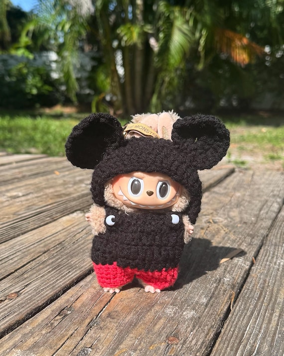 Crochet Mickey Mouse Labubu Outfit – Handmade Disney-Inspired Cosplay for Labubu Doll | Cute Kawaii Clothes | Collector Gift for Fans