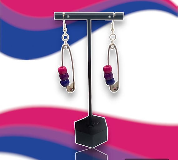 LGBTQ Bisexual Pride Safety Pin Earrings: Colorful Novelty Jewelry for Self-Expression
