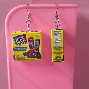 Miniature ICEE Popsicle Replica Earrings - Nostalgic Novelty Jewelry for Summer Fun