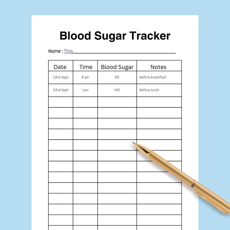 Blood Sugar Tracker Blood Sugar Printable Blood Glucose Tracker ...