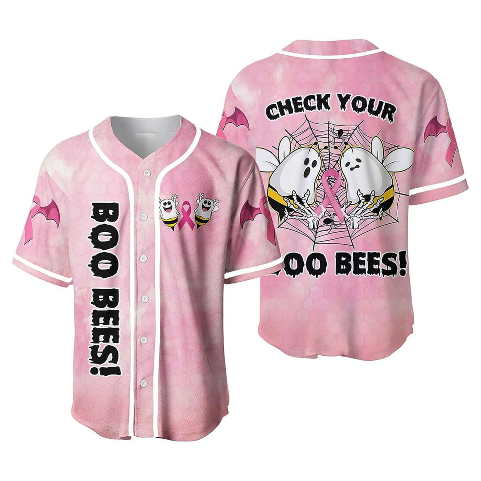 SummerYo Custom Baseball Jersey, Breast Cancer Boo Shirt, in October We Wear Pink, Breast Cancer Awareness, Funny Breast Cancer Shirt