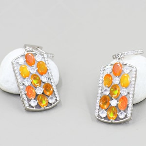 Natural fire Orange opal earrings for women, Vintage fire opal earrings, AAA Ethiopian opal earrings, Handcrafted earrings, Gift for her
