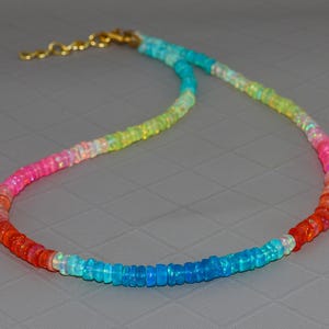 Natural fire Rainbow color opal beaded necklace, Handmade Necklace, Necklace for women, Vintage fire opal beaded necklace, Gift for her