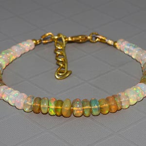 AAA Ethiopian opal beaded bracelet, Minimalist bracelet, Natural fire opal beaded bracelet, Rondell opal beaded jewelry, Gift for her