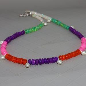 Natural fire faceted opal beaded necklace for women, Vintage fire Multi color opal beaded necklace, AAA Ethiopian opal beaded necklace