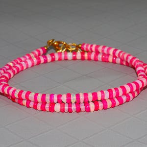 Vintage fire Pink and white Rondell opal beaded necklace for women, Natural fire opal jewelry, 925 Sterling silver, Gold necklace for her