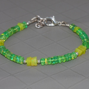 Natural fire Green opal beaded bracelet, Minimalist bracelet, Handmade jewelry, 925 Sterling silver bracelet, AAA Ethiopian opal bracelet