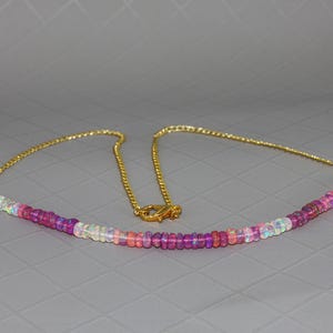 AAA Ethiopian opal beaded gold chain necklace, Vintage fire opal beaded jewelry, 925 Sterling silver Necklace, Women necklace Gift for her