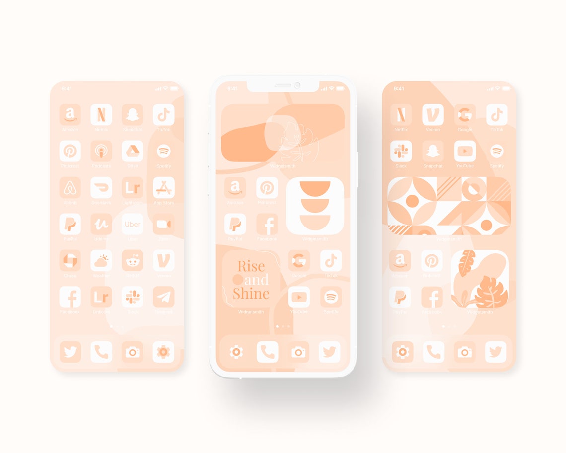 Orange Ios App Covers App Icons Set Aesthetic Themed App Etsy