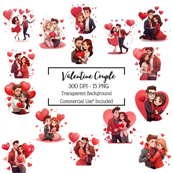 Valentine Couple Clipart Bundle Girlfriend Boyfriend Love Graphics Be My Valentine Illustrations Valentines Day Books Illustrations, PNG