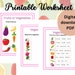 Printable Worksheet for Kids, Learn About Fruit &amp; Vegetables, Fruits ...