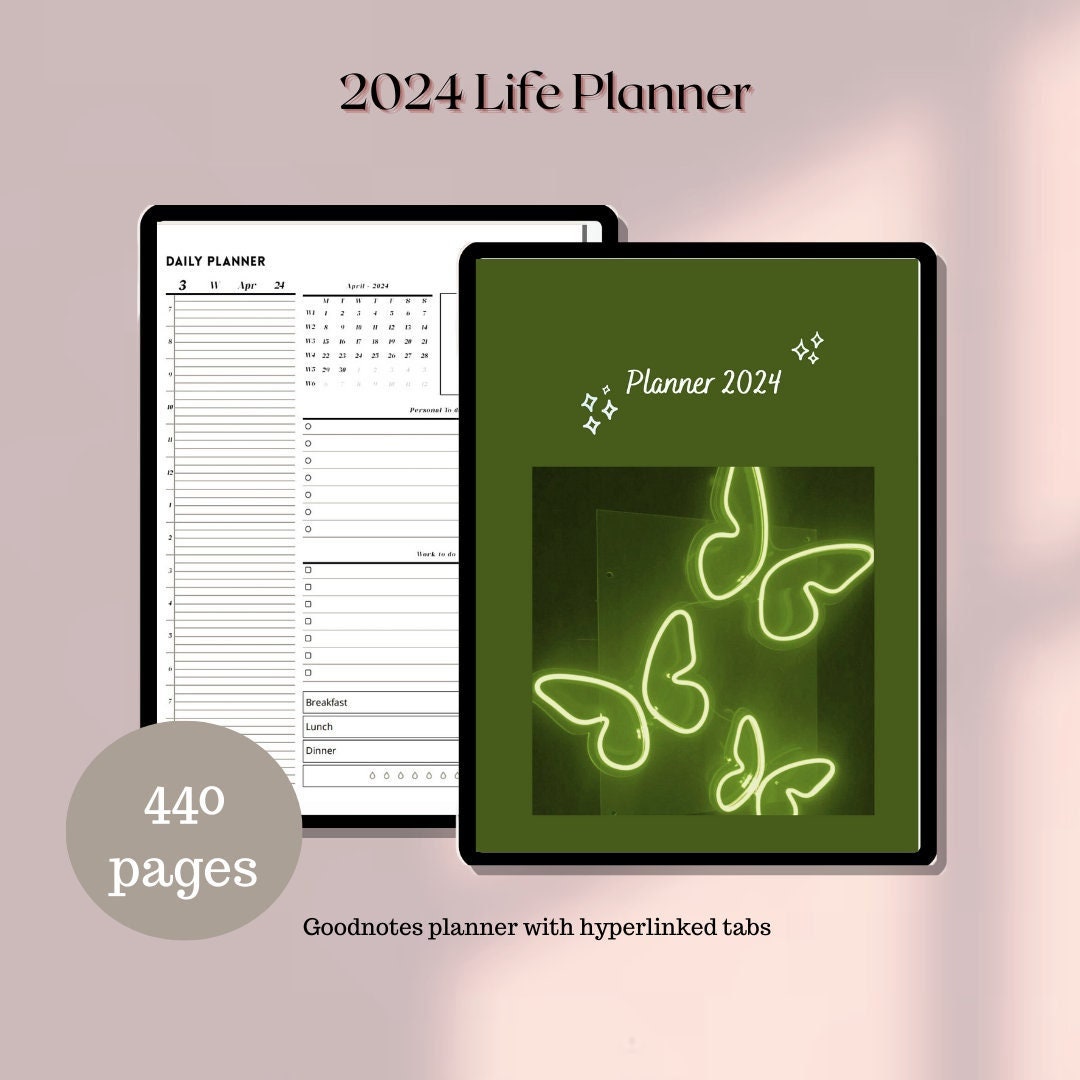 Green 2024 Life Goodnotes Planner Monthly Digital Planner Etsy