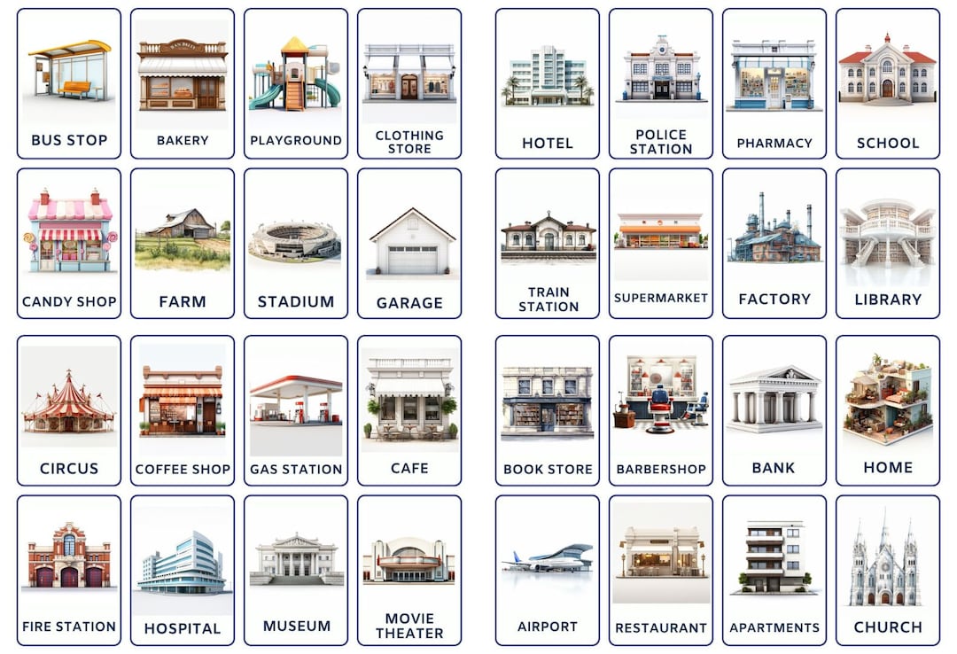Explore Different Places, 32 Printable Flashcards for Kids, Montessori ...