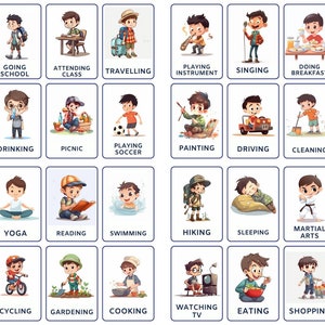 32 cartões de atividades diversas, cartões para impressão infantil, cartões de nomenclatura, atividades para crianças, cartões Montessori, cartões para pré-escola