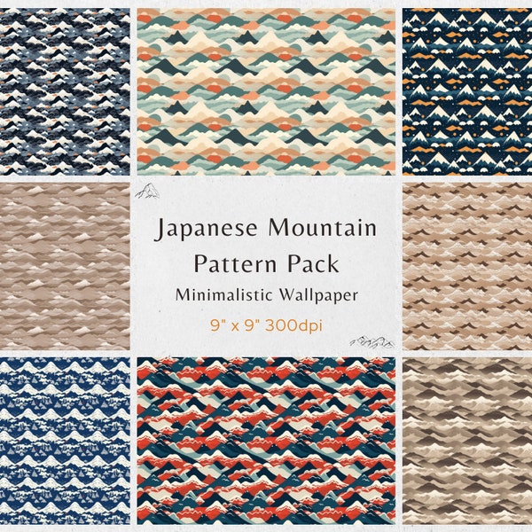 Japans bergpatroonpakket / minimalistisch digitaal behang / naadloze digitale patronen
