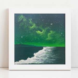 Galactic Beach, Acrylic Texture Painting On Canvas, Original Hand-painted, House Warming Gift