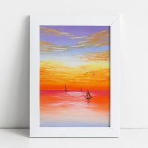 Zonsondergang zeegezicht, olieverfschilderij van Seaboard, origineel handgeschilderd, abstract acryl schilderij op canvas, wanddecoratie