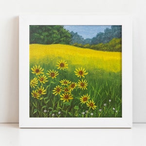 Fields of Sunshine, Realistic Landscape Oil Painting On Canvas , Original Hand-painted, Acrylic Painting Of Sunflower Meadow