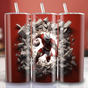 3D Football Players Wrap, 20oz Skinny Tumbler Sublimation Design, Digital Download, Straight & Tapered Tumbler Wrap PNG, Sports Supplies.