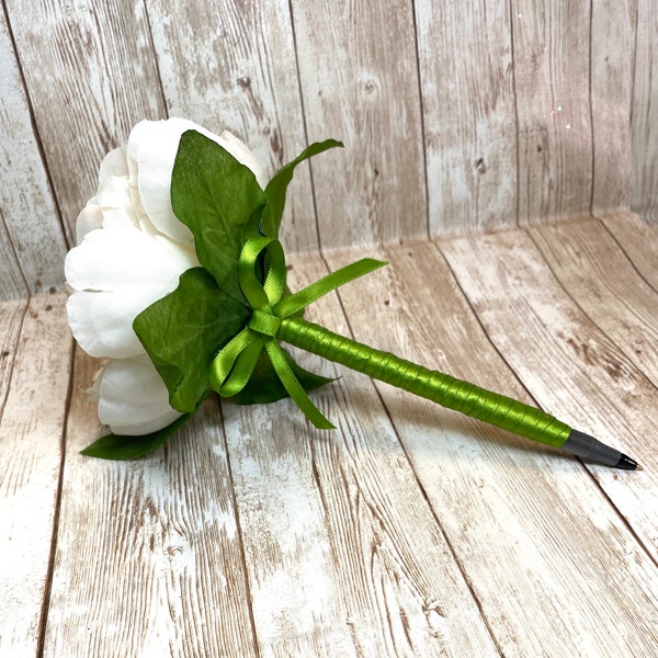 White Peony Flower Pen ~ Floral Pen ~ Guestbook Pen ~Wedding Favor~ Bridal Shower Favor ~ Mother’s Day Gift ~ Party Favor ~ Teacher Gift