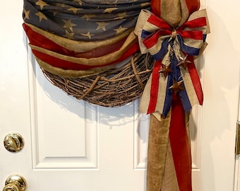 Patriotic Wreath, Americana Wreath, Patriotic Decor, Memorial Day Wreath, Independence Day Wreath, American Flag Wreath, 4th of July Wreath