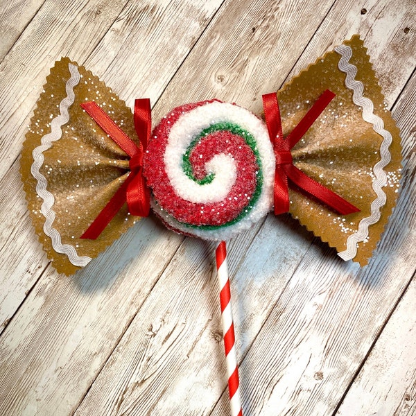 Gingerbread wreath attachments, Fake Food, Christmas Picks, Candyland, Fake Lollipops, Fake Candy ornaments Attachment, Red, White & Green