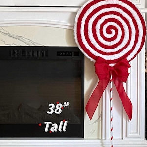 Giant Red White Peppermint Lollipop, Green Monster Decor Candy Prop, Candy Cane Striped Lollipop, Swirl lollipop, Peppermint Christmas Decor