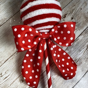 Red White Cake Pops, Peppermint Fake Lollipop, Red White Fake Cake Pops, Christmas Decorations, Red white faux cake pop Christmas Pick