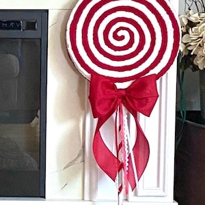 X large Red White Fake Lollipop 13&quot;W, Peppermint Lollipop, Green Monster Lollipop, Gingerbread Lollipop, Candy Cane Striped Lollipop,