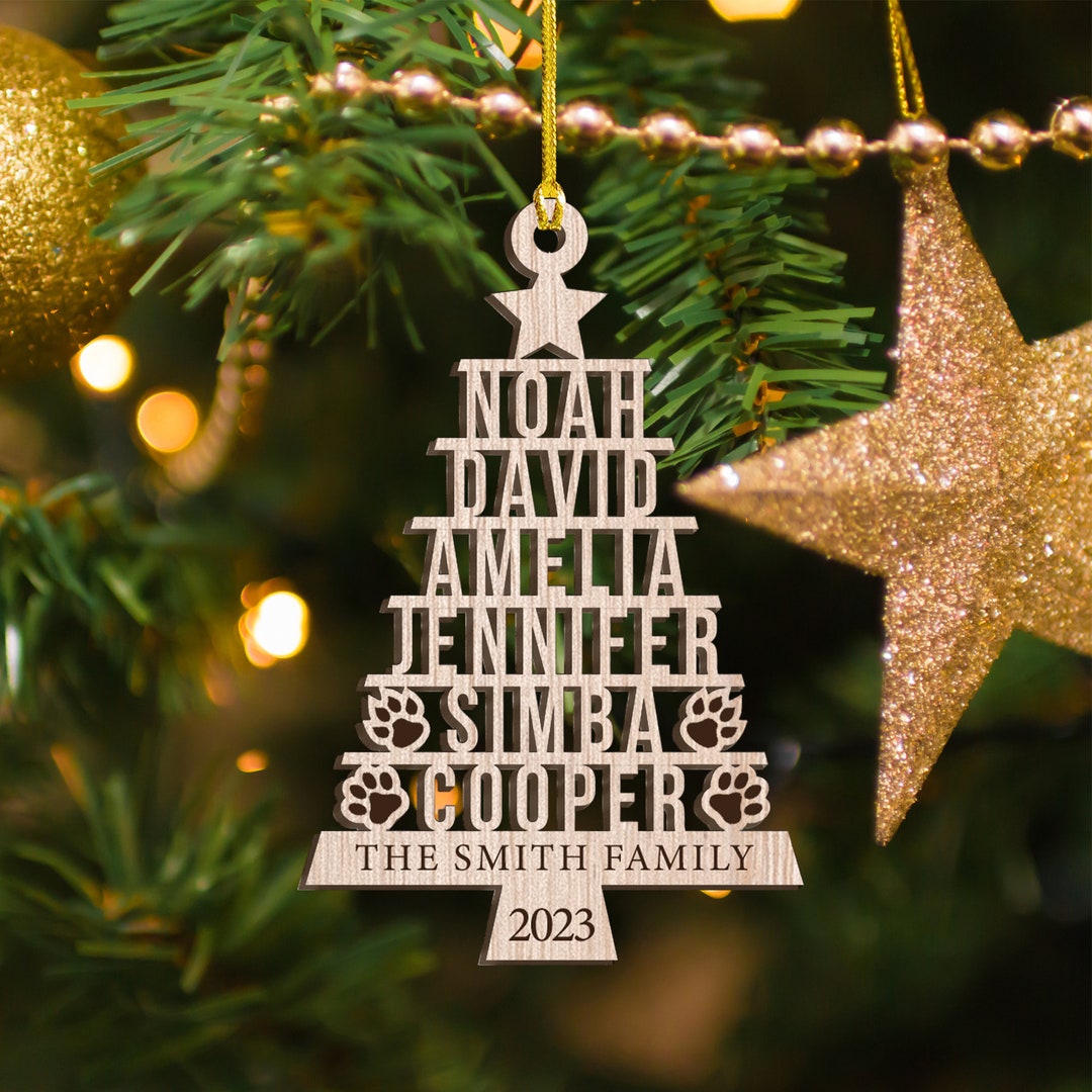 Custom Family Name Christmas Tree Ornament Family Name Xmas Etsy