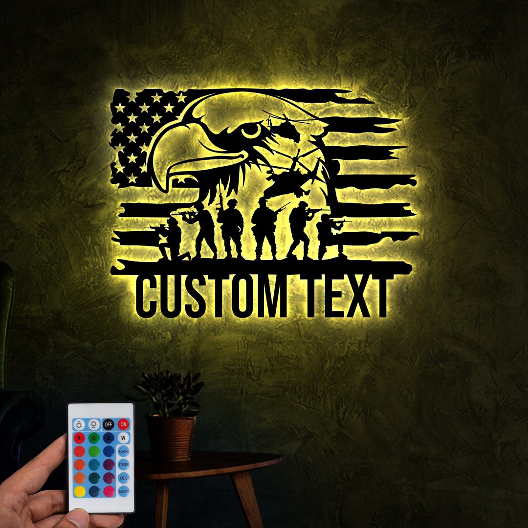 Personalized Soldier American Flag Metal Wall Art Led Light - Etsy